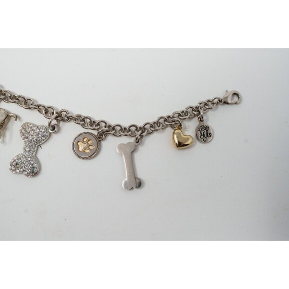 I LOVE MY DOG Charm Bracelet crytal bow bone Silver Tone little gifts 7.25" - Picture 4 of 4